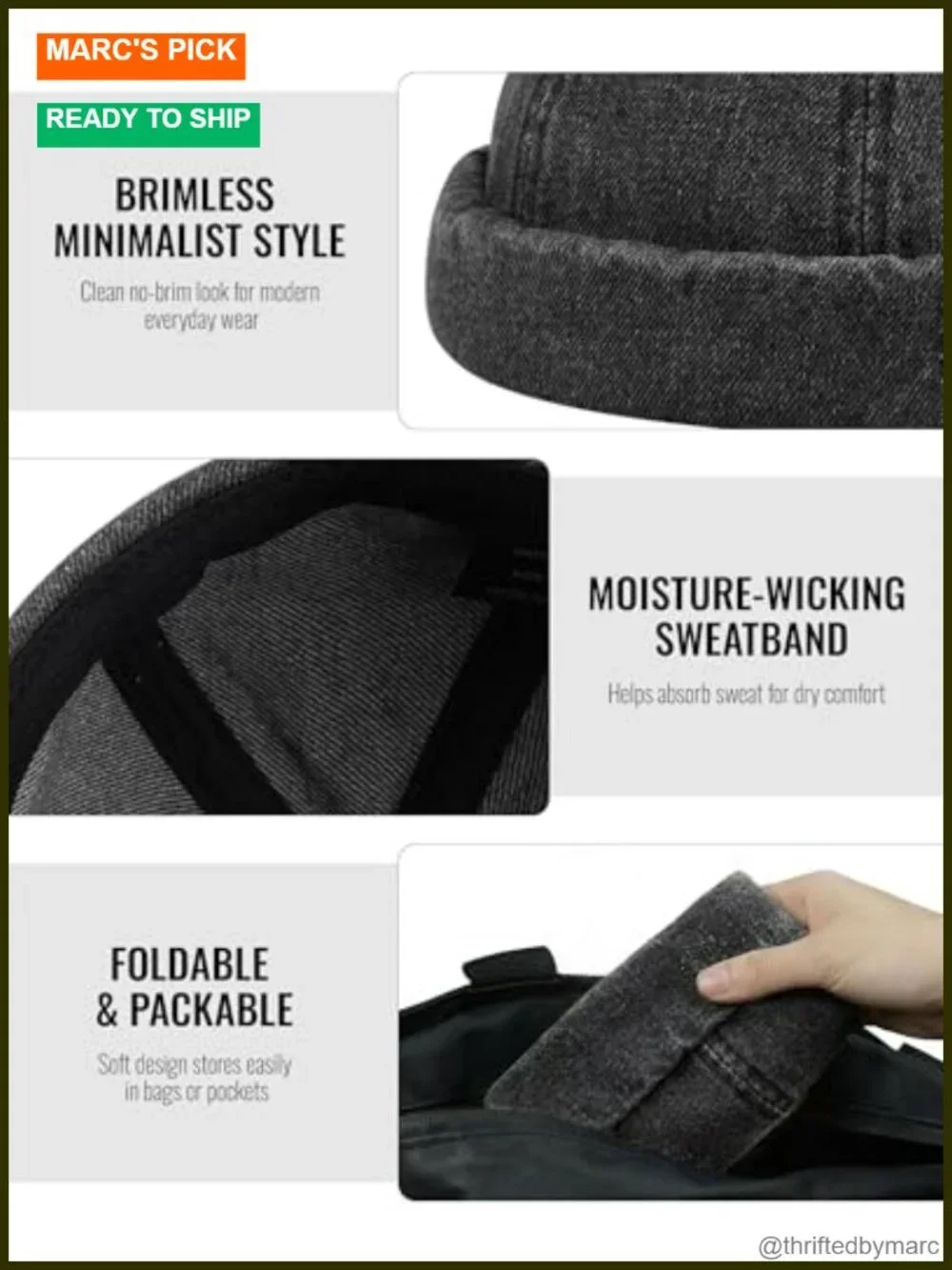 Cotton Beanie with Adjustable Buckle - Unisex Rolled Cuff Hat